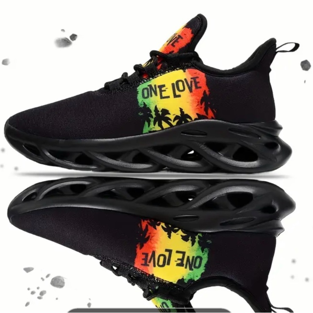 Mens Tropical Art sneakers NWOT black